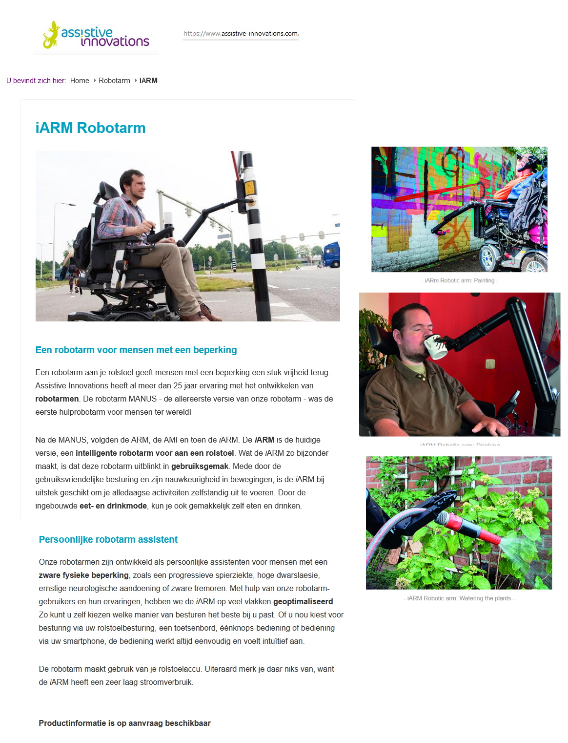 toegevoegd document 0 van Assistive Innovations iARM Robotarm  