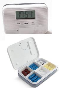 foto van hulpmiddel Medicijnalarm/pillendoos met 5 tril- en geluid alarmen