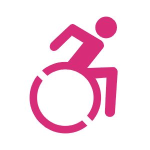 icoon  rolstoelgebruiker,  staat voor motorische handicap