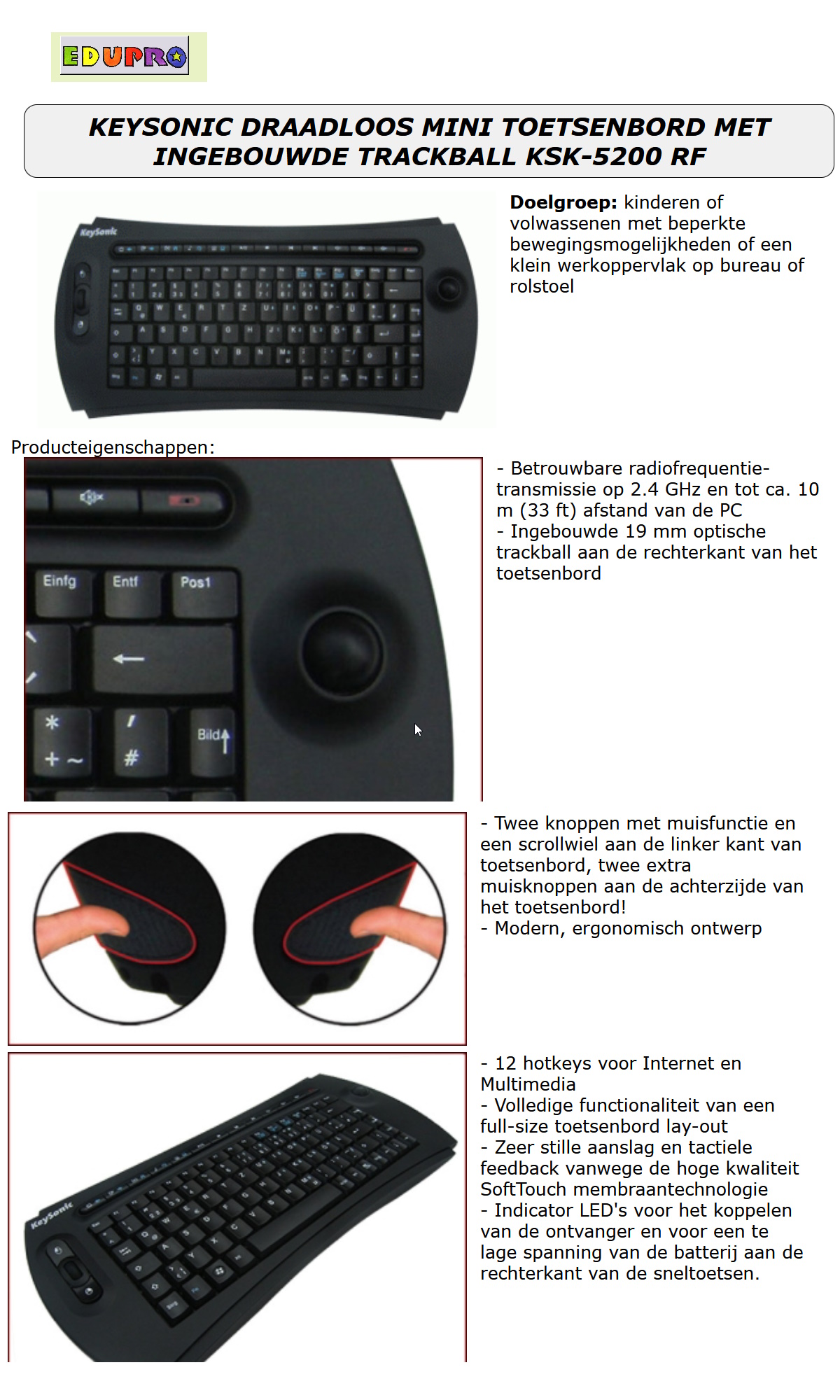 toegevoegd document 2 van KeySonic draadloos mini toetsenbord met ingebouwde trackball  