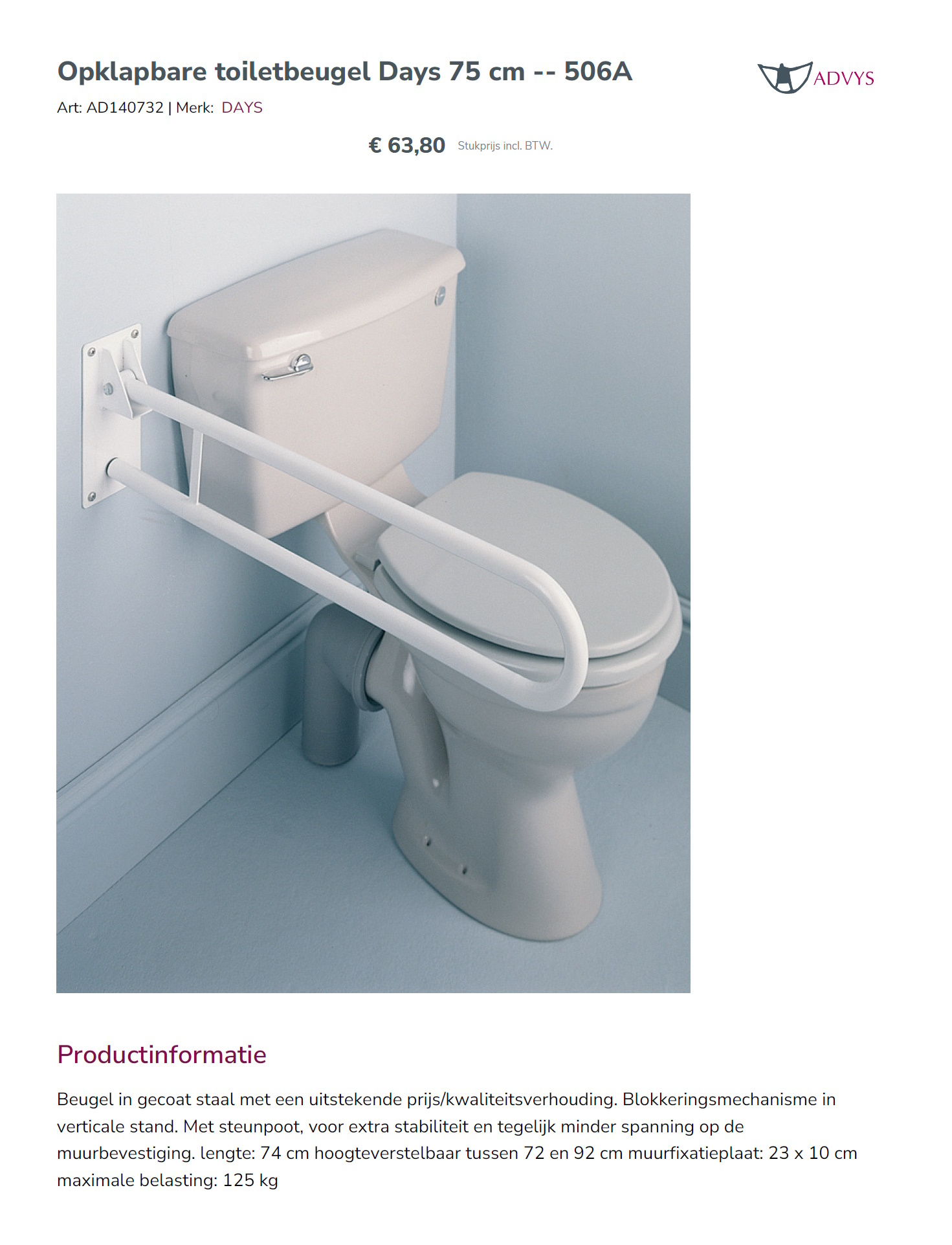 toegevoegd document 2 van Days Opklapbare toiletbeugel Days standaard  