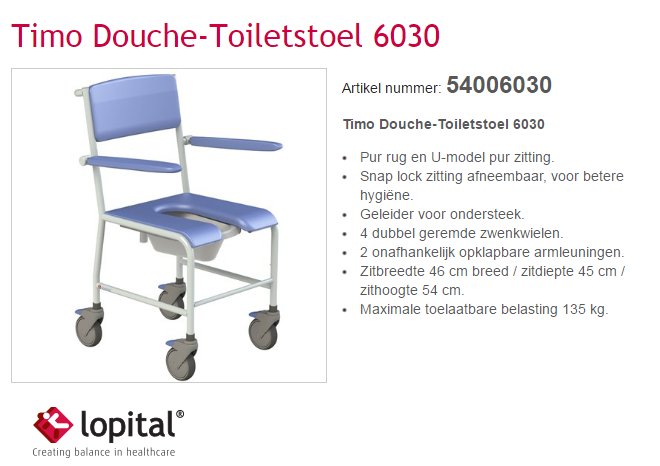 toegevoegd document 2 van Timo Douche/toiletstoel verrijdbaar 54006030 