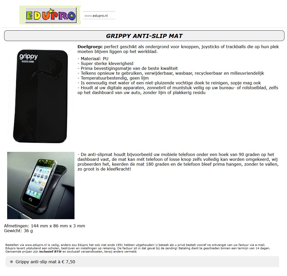 toegevoegd document 2 van Grippy Antislipmat voor smartphone of schakelaars  