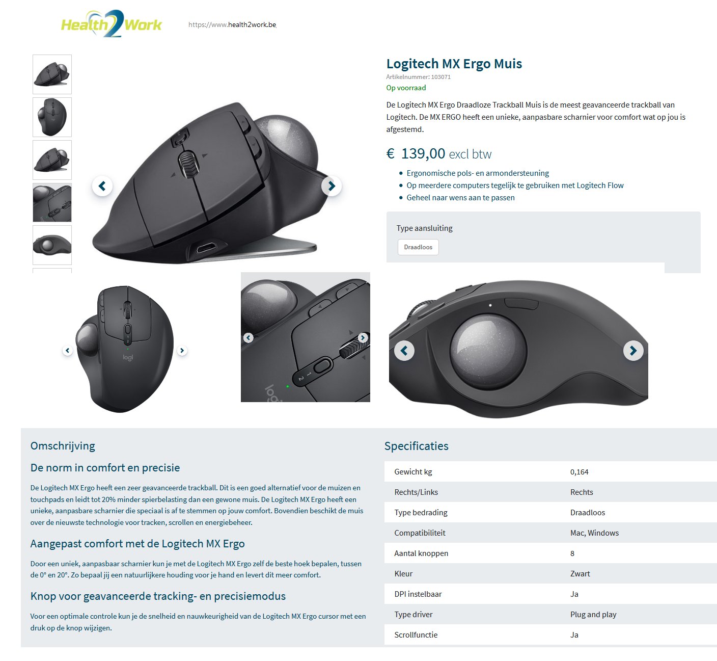 toegevoegd document 2 van Logitech Bluetooth Trackball MX Ergo draadloos RF of bluetooth 