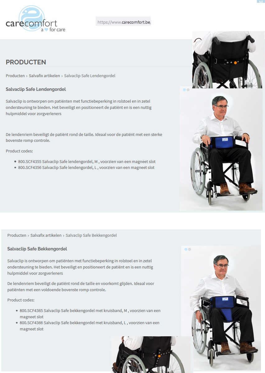 toegevoegd document 2 van Salvaclip Buikfixatie in rolstoel  / Comfort of  Safe  evt met bekkensteun  