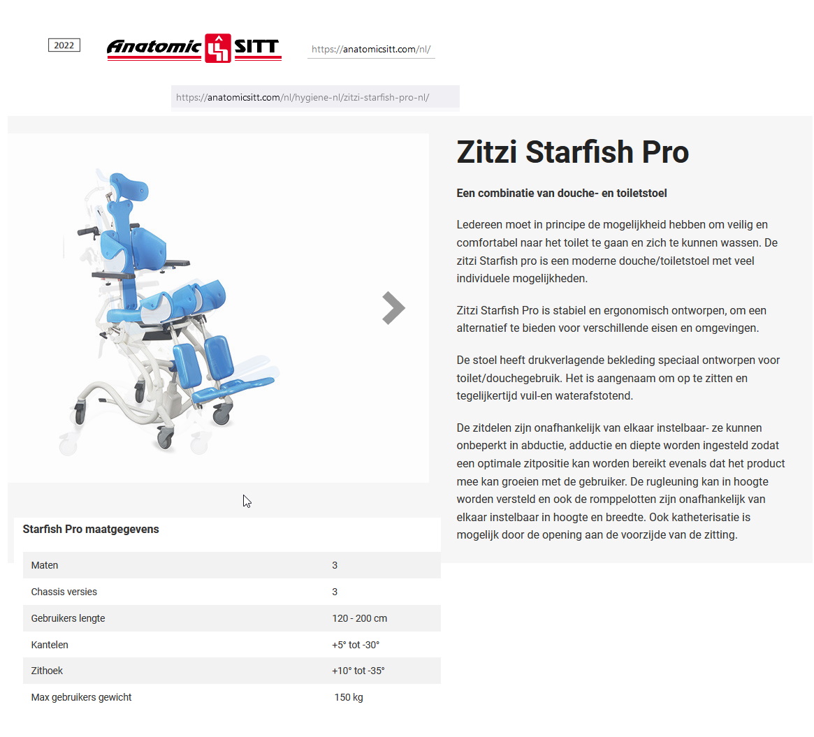 toegevoegd document 2 van Anatomic Sitt Zitzi Starfish Pro  