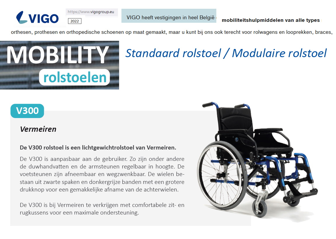 toegevoegd document 4 van Vermeiren V300 XL brede rolstoel (V300 D XL) modulair XL 