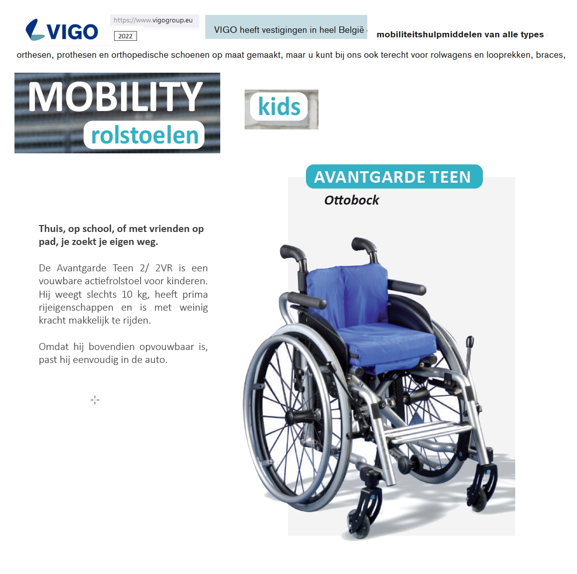 toegevoegd document 4 van Avantgarde Teen 2 2VR rolstoel  