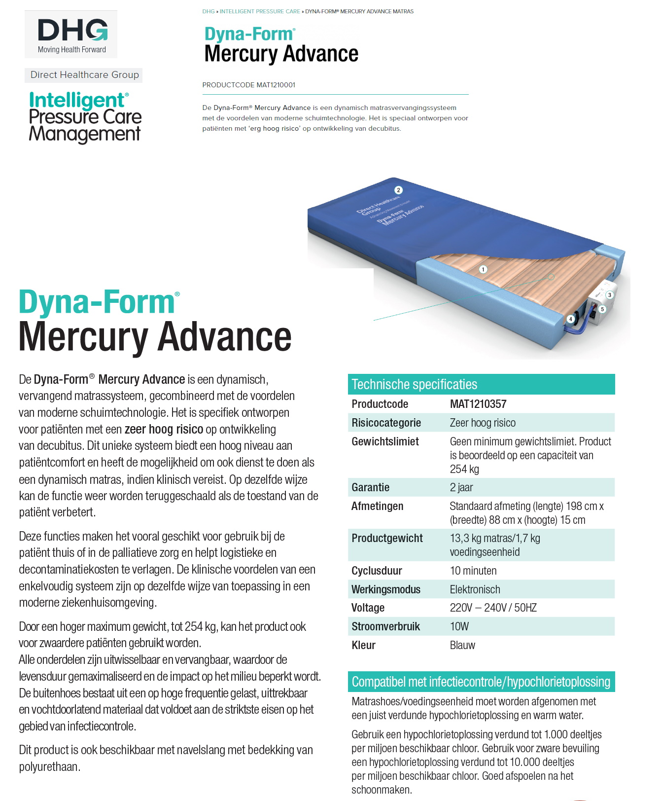toegevoegd document 2 van Dyna-Form Mercury Advance matras  