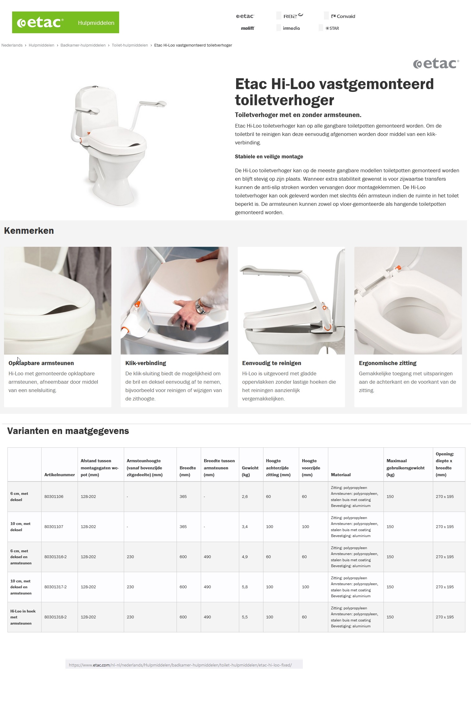 toegevoegd document 2 van Hi-Loo vastklik Toiletverhoger met opklapbare armsteunen  