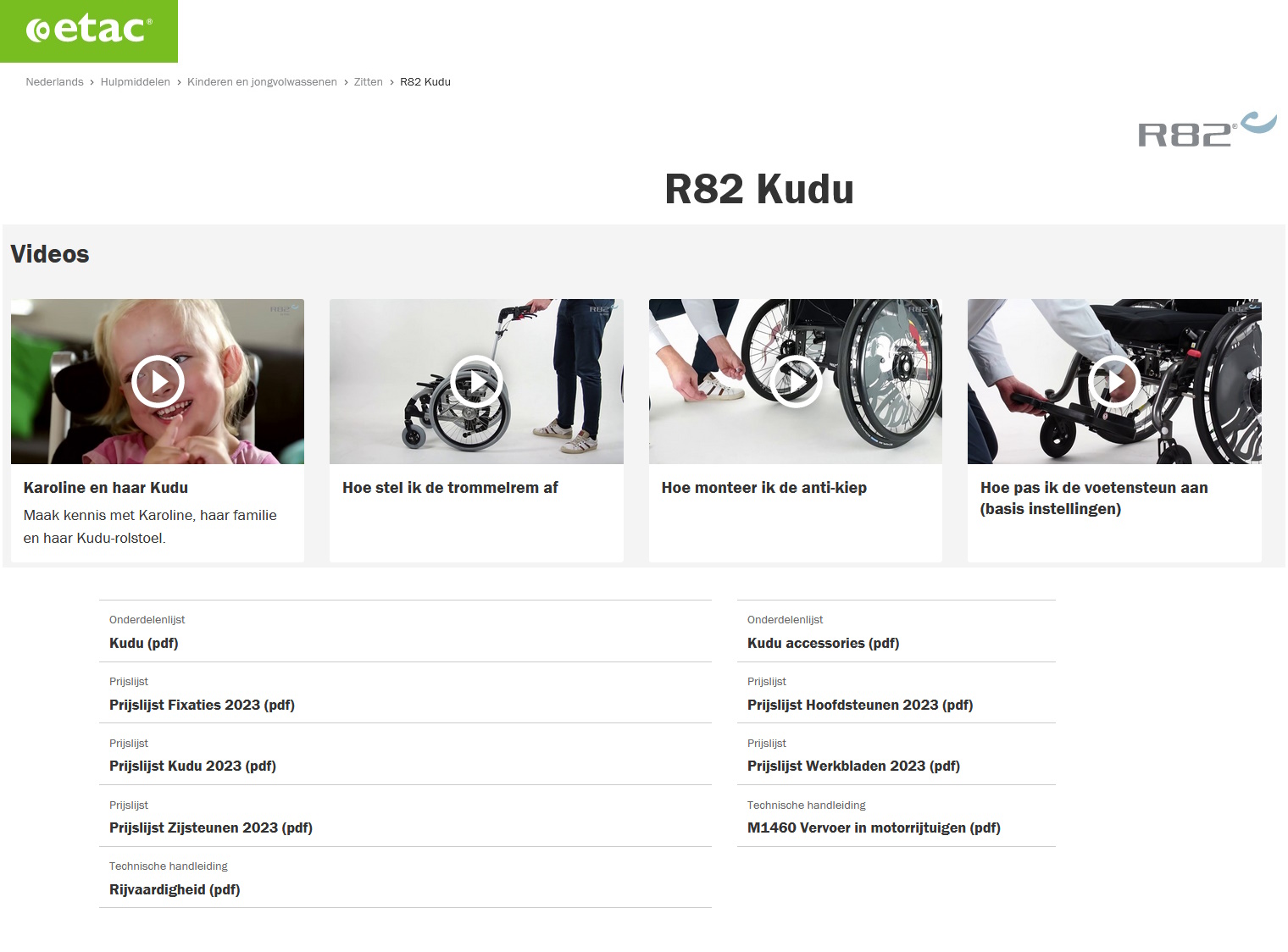 toegevoegd document 3 van R82 Kudu comfortrolstoel in 4 maten 