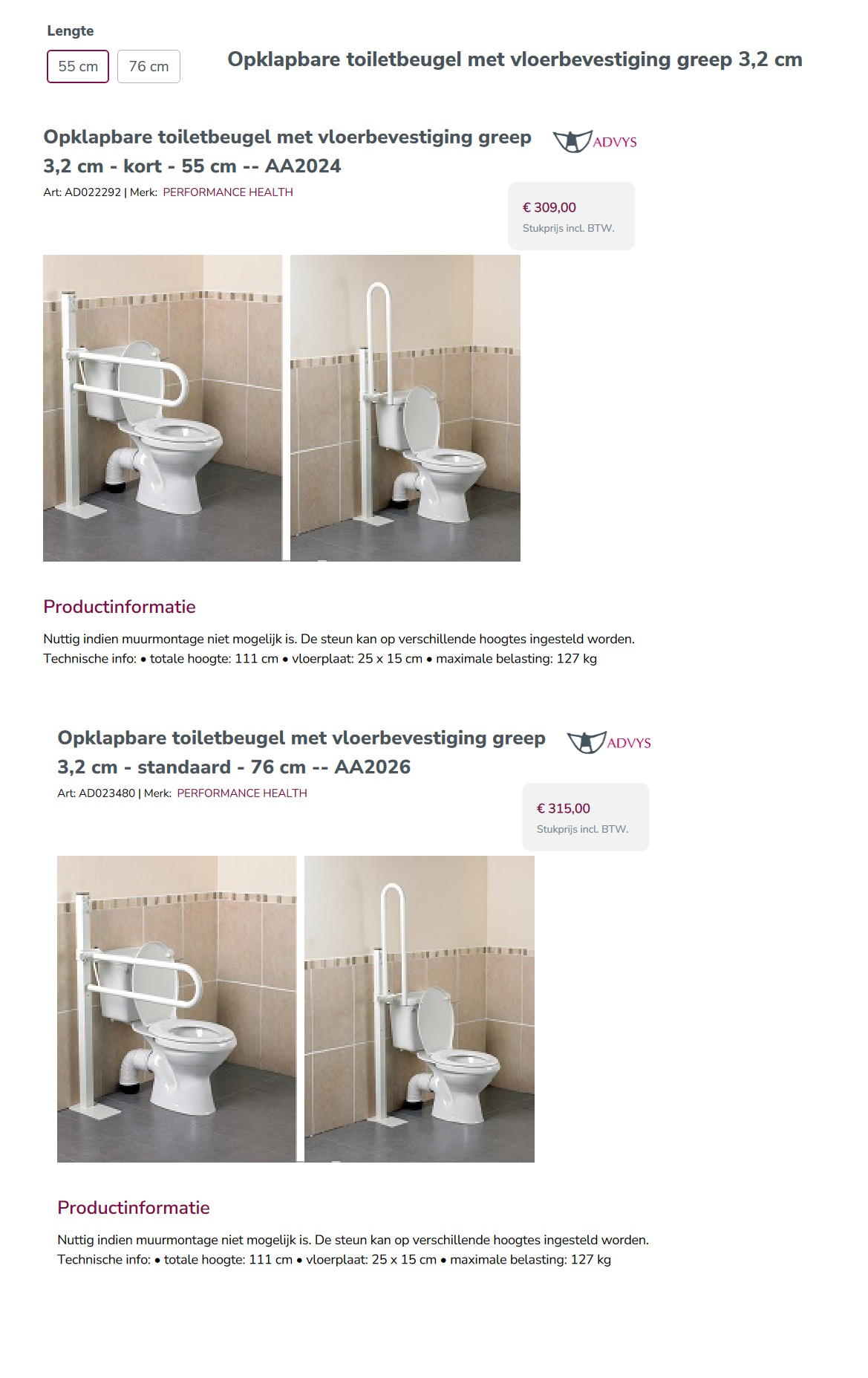 toegevoegd document 2 van Toiletbeugel opklapbaar met vloersteun - paal en vloerplaat AA2024 