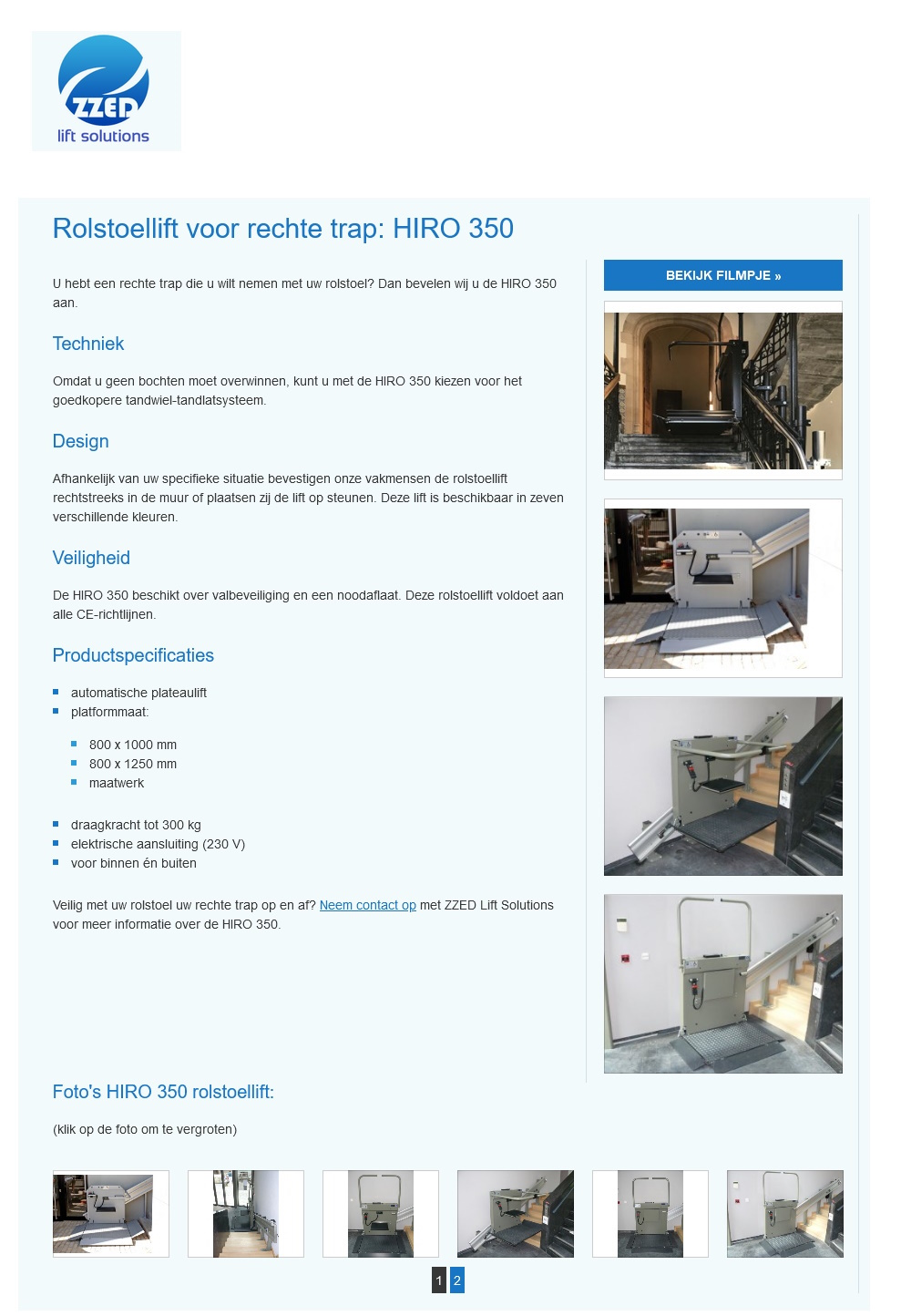 toegevoegd document 2 van HIRO 350 voor een rechte trap  