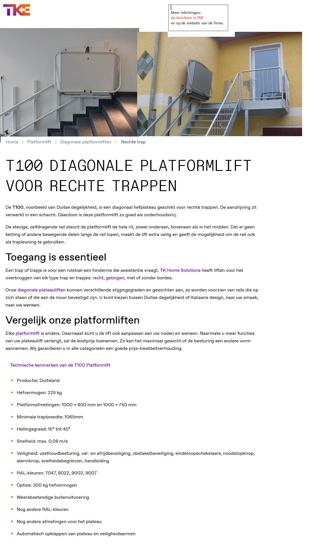 toegevoegd document 2 van T100 Platformlift voor rechte trap  