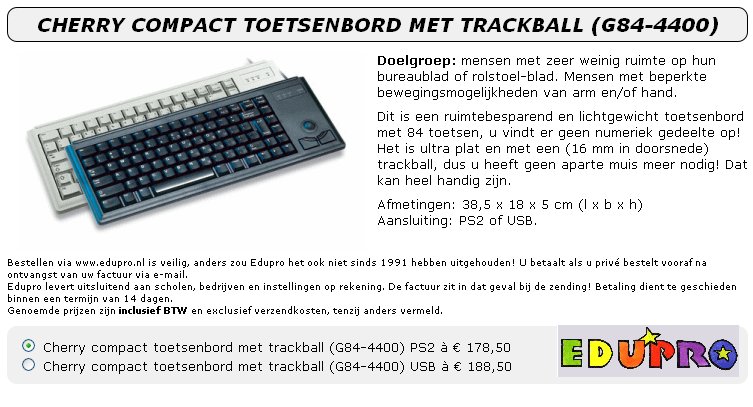 toegevoegd document 4 van Cherry compact toetsenbord met trackball G84 -4400 