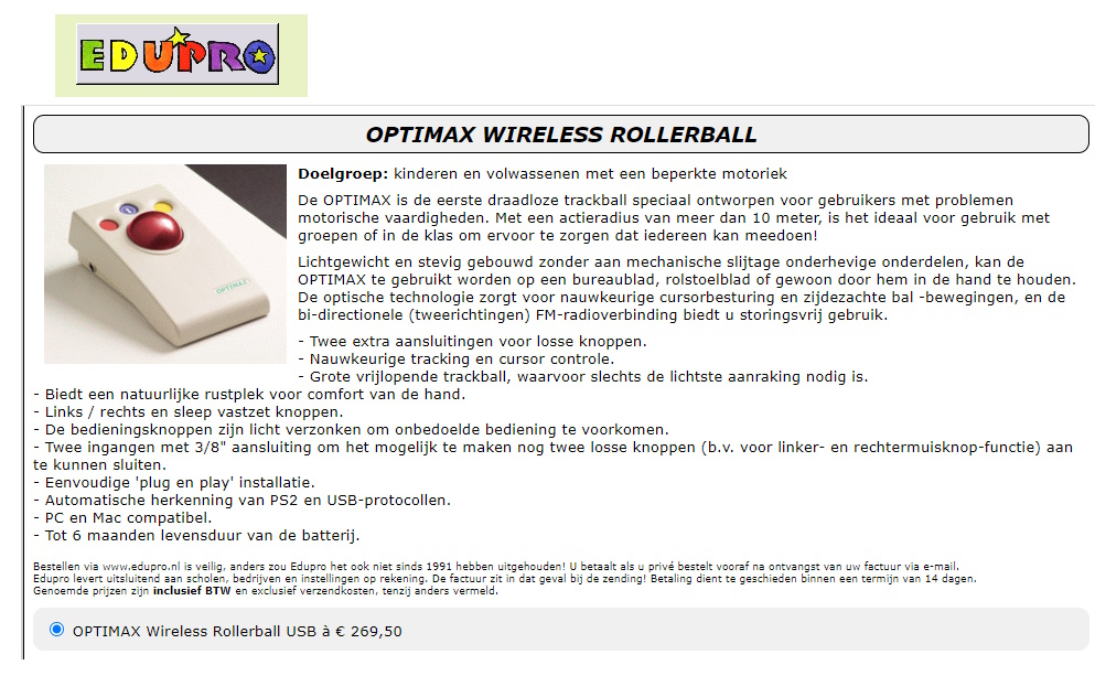 toegevoegd document 4 van Pretorian Optimax Trackball draadloos  