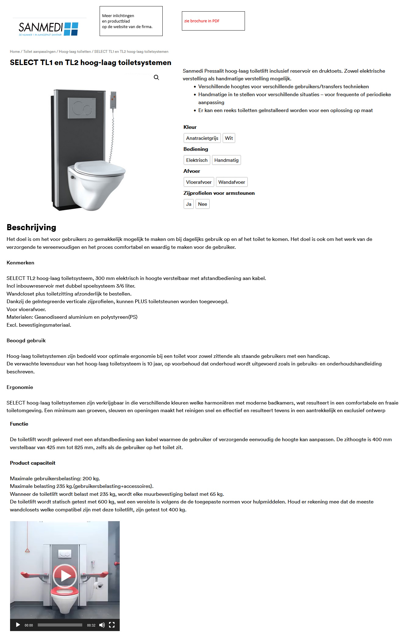 toegevoegd document 3 van Pressalit Select TL hoog-laag toiletsystemen (overzicht)  