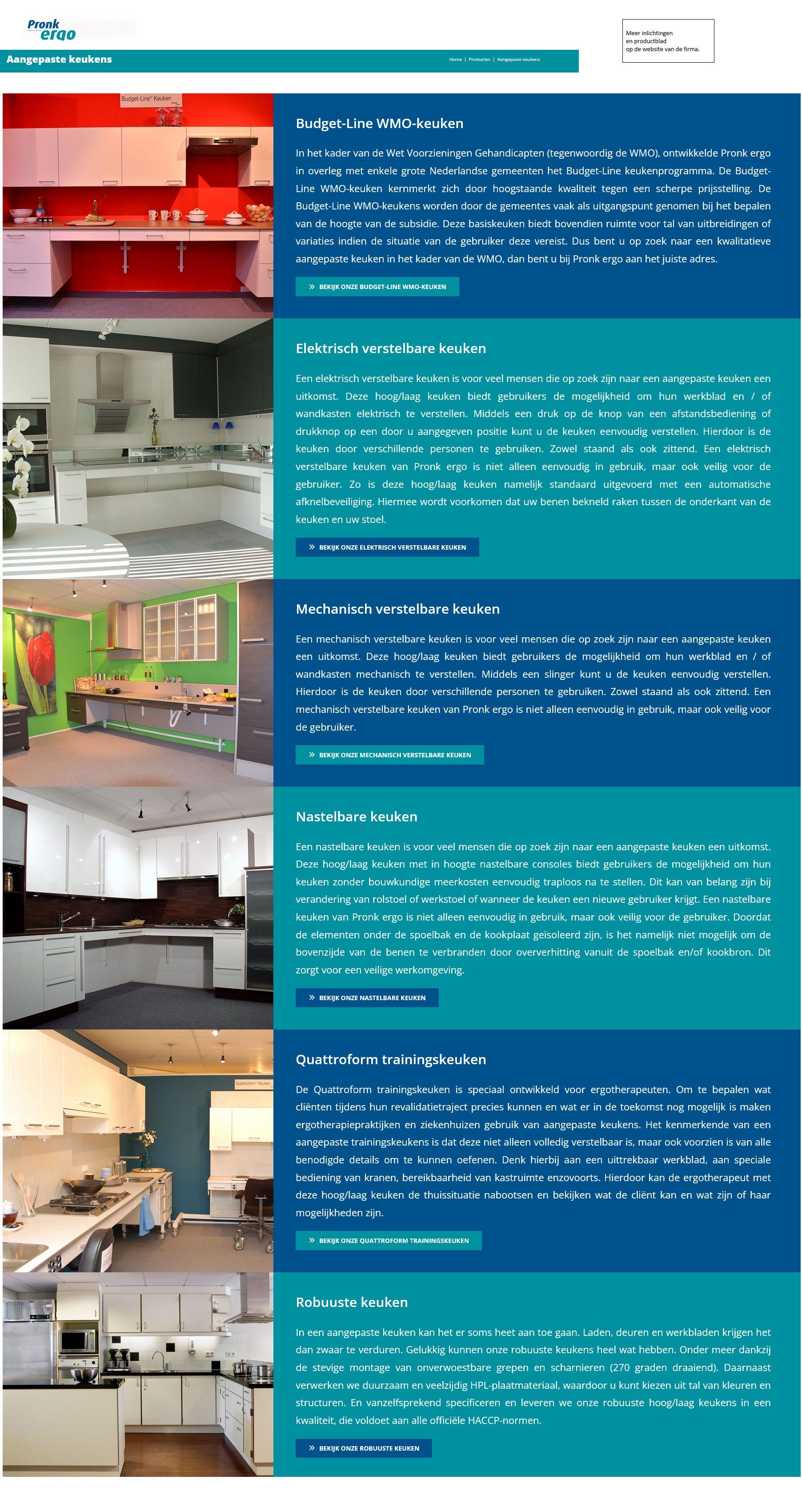 toegevoegd document 5 van Pronk Ergo hoogte verstelbare keukenuitrusting / aangepaste keukeninrichting assortiment 