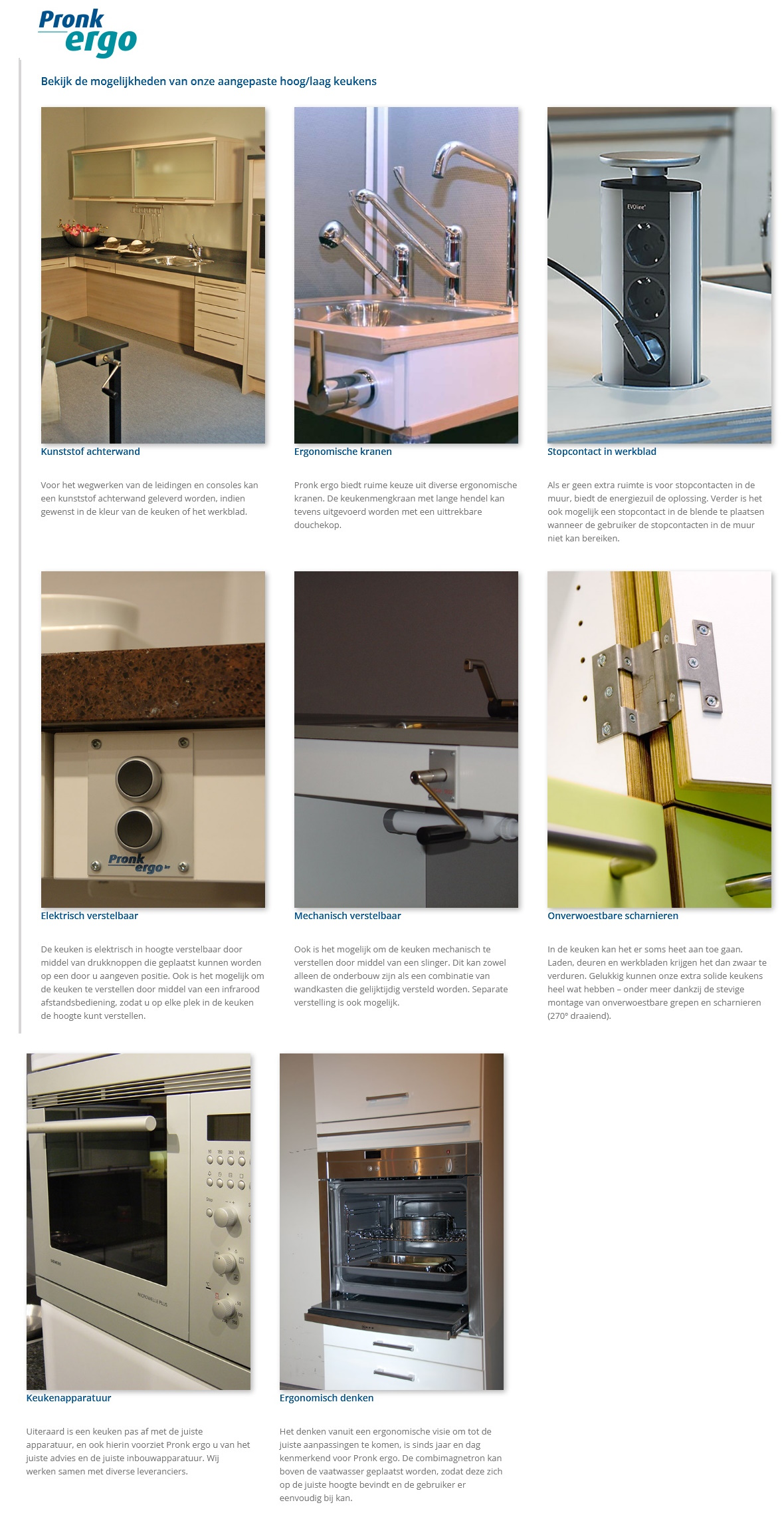 toegevoegd document 7 van Pronk Ergo hoogte verstelbare keukenuitrusting / aangepaste keukeninrichting assortiment 