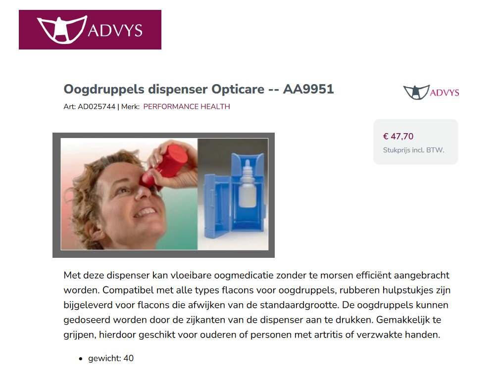 toegevoegd document 2 van Opticare eyedrop dispenser AA9951 / 020001262 