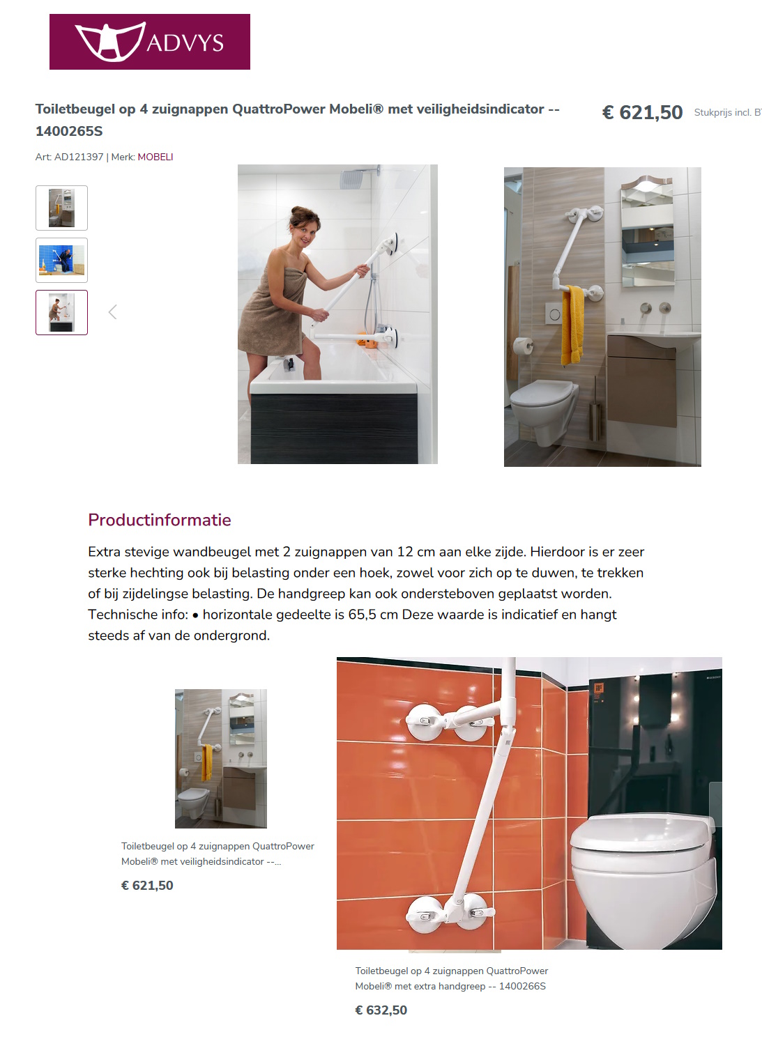 toegevoegd document 3 van Mobeli QuattroPower steun met zuignappen voor toilet  