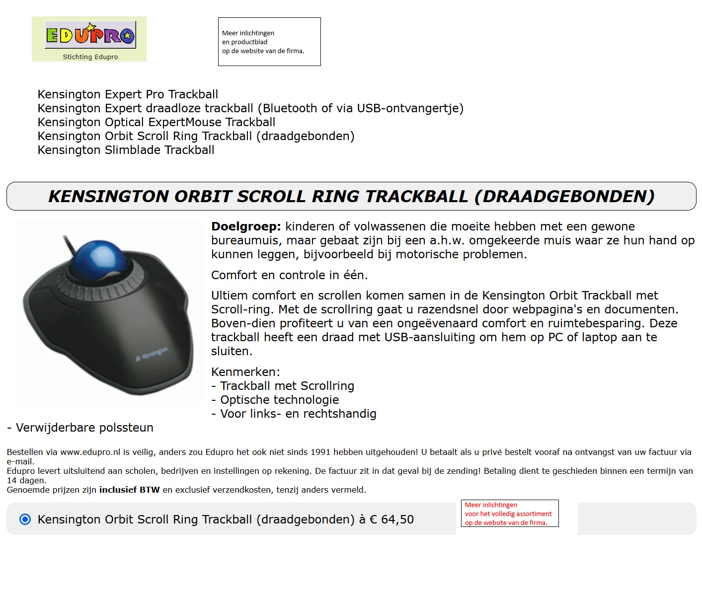 toegevoegd document 5 van Kensington Orbit Trackball  