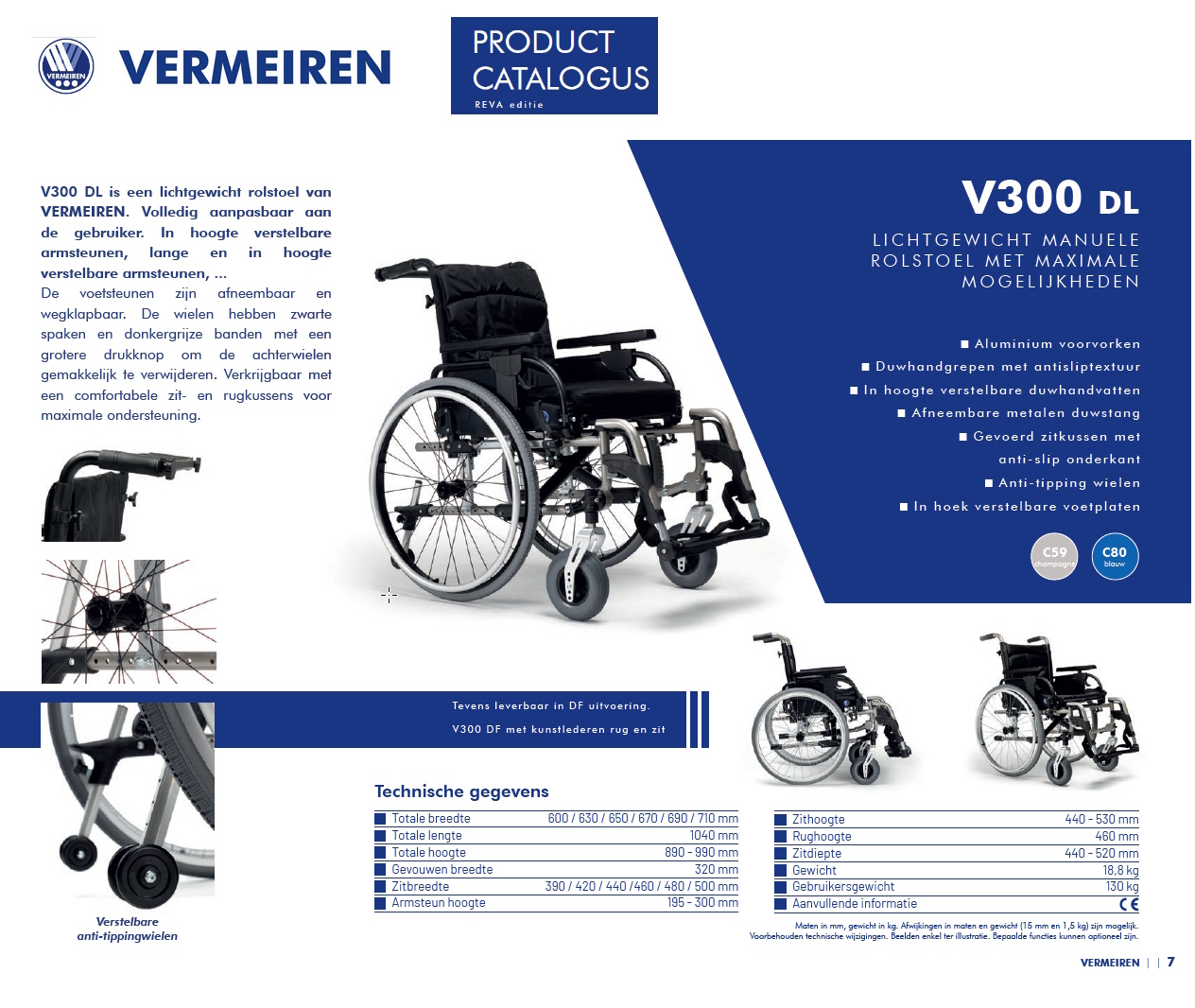 toegevoegd document 2 van Vermeiren V300 DL standaard en modulaire rolstoel 