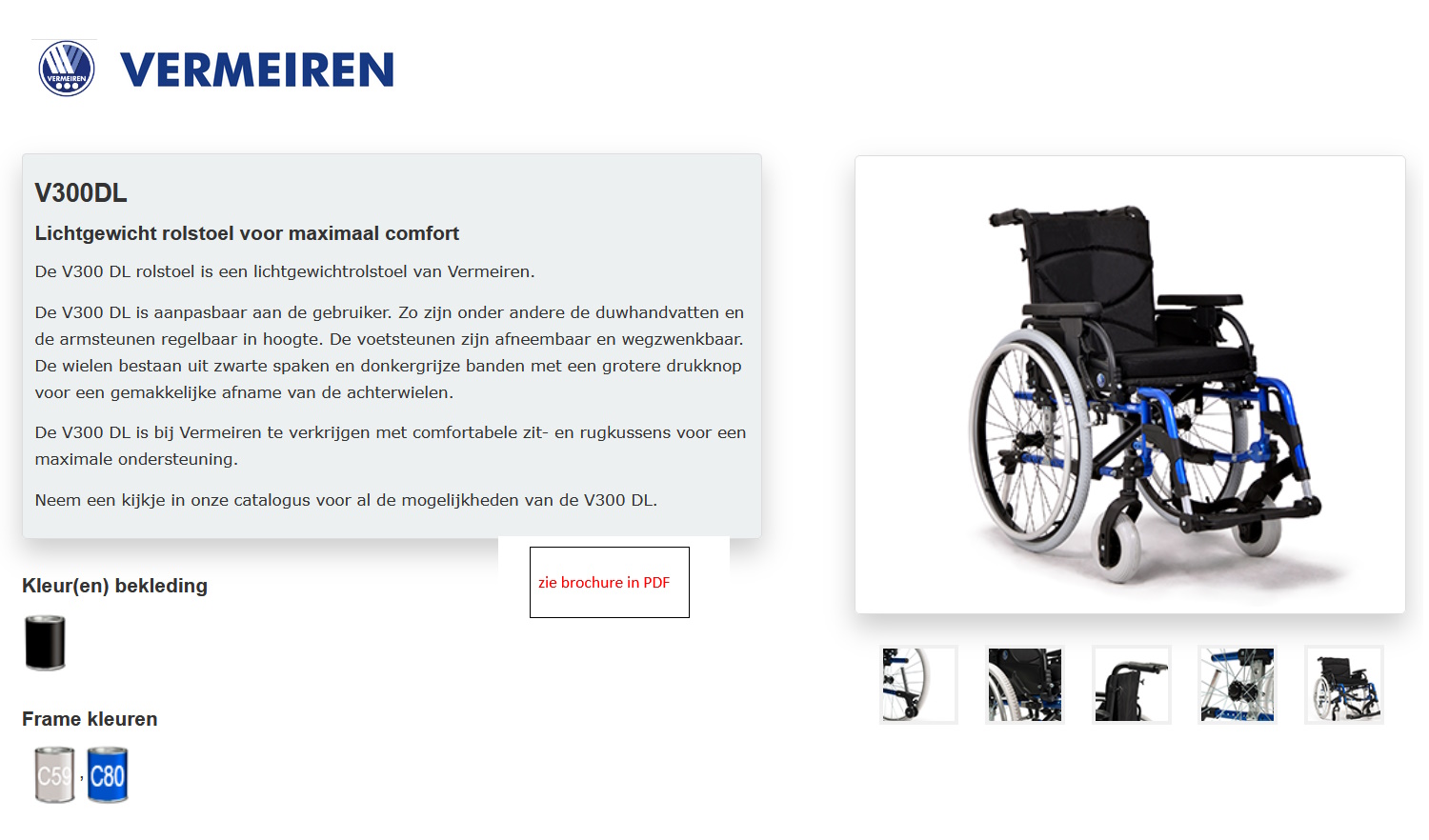 toegevoegd document 3 van Vermeiren V300 DL standaard en modulaire rolstoel 