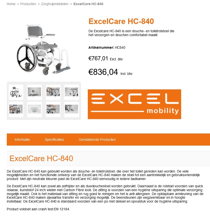 toegevoegd document 2 van Excelcare Douche- toiletrolstoel HC-840  
