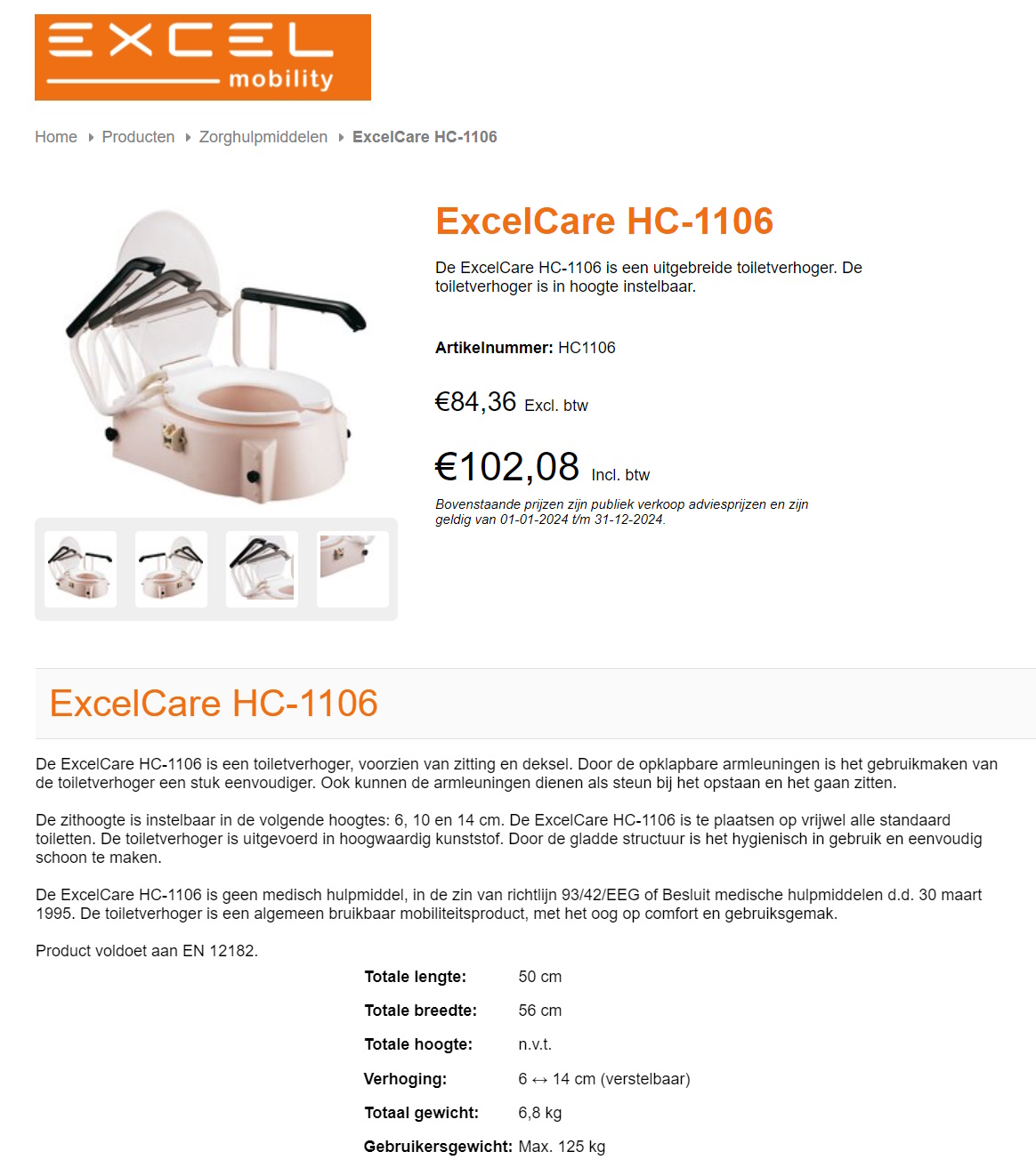 toegevoegd document 3 van Toiletverhoger ExcelCare HC-1106  