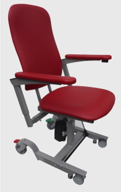 Q-MOBILITY Swivel verrijdbare sta-op stoel / aanschuifstoel / hoog-laag