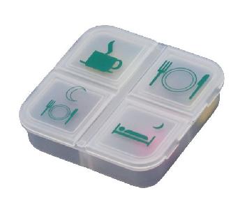 Pillendoos 4 compartimenten, transparant 179.800