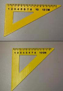 Tekendriehoek met tactiele en visuele markeringen